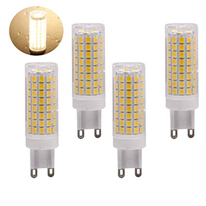 Ylaide g9 led bulb 75W 100W halogen light bulbs equivalent,1100 lumens, 110V 120V 130 voltage input led bulb replacement, warm white 3000K pack of 4 (Warm White 3000K)