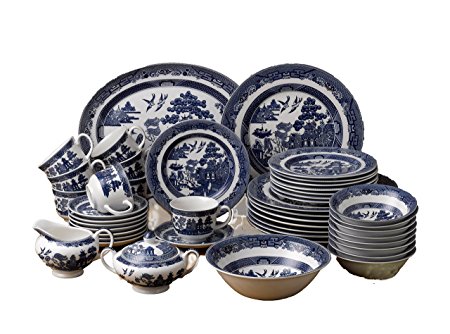 Johnson Brothers 45-Piece Willow Dinner Set, Blue