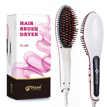 Flend Professional Hair Straightener Brush(Original NASV)--instant Magic Silky Straight Hair Styling, Anion Hair Care, Anti Scald, Zero Damage (White)