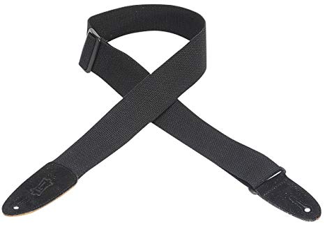 Levy's Leathers 2" Cotton Guitar Strap with Suede Ends and Tri-glide Adjustment. Adjustable to 58"; Black (MC8-BLK)