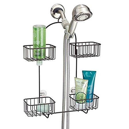 mDesign Hand Held Shower Head Bathroom Caddy for Shampoo, Conditioner, Soap - Bronze