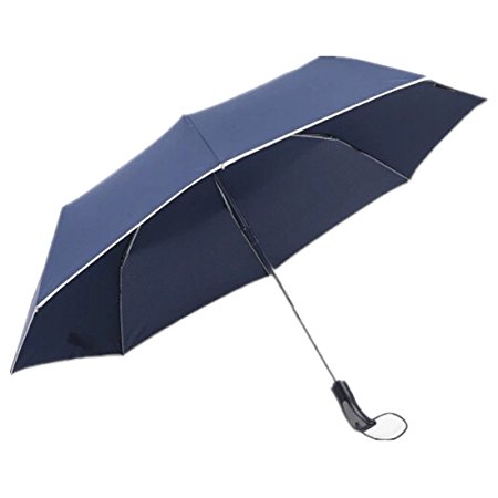 HeartAcc Fully Automatic Umbrella 3 Fold Auto Open/Close Umbrella Windproof Rainproof with Retail Package(Blue)
