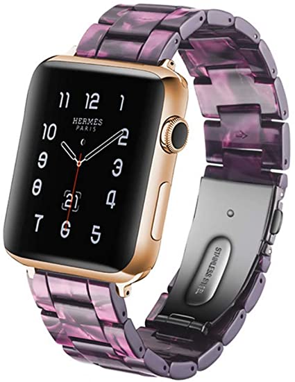 Herbstze for Apple Watch Band 38mm/40mm, Fashion Resin iWatch Band Bracelet with Metal Stainless Steel Buckle for Apple Watch Series 5 Series 4 Series 3 Series 2 Series 1 (Purple)
