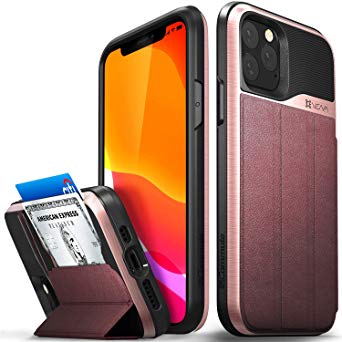 Vena iPhone 11 Pro Wallet Case, vCommute, Military Grade Drop Protection, Flip Leather Cover Card Slot Holder, Designed for iPhone 11 Pro (5.8 inches) - Rose Gold