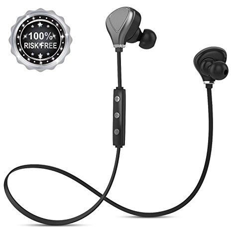 InzhiRui Bluetooth Headphones Sports with Mic Wireless Earbuds for Running Gym Workout Cordless In-Ear Magnetic Sweatproof Earphones Headset for iPhone and All Cell Phones (Grey Black)