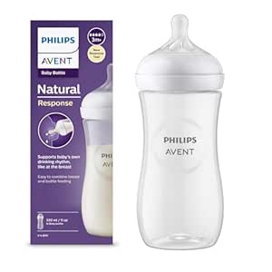 Philips AVENT Natural Baby Bottle with Natural Response Nipple, Clear, 11oz, 2pk, SCY906/02