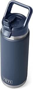 YETI Rambler 26 oz Bottle, Vacuum Insulated, Stainless Steel with Color Matching Straw Cap, Navy