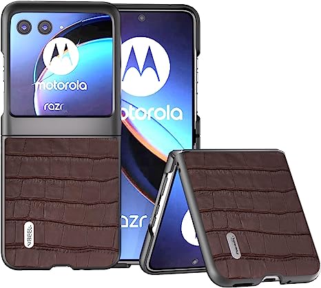 DAMONDY for Motorola Razr  2023 Case,Motorola Razr Plus 2023 Phone Case, Slim Thin Crocodile Pattern Leather Protective Flip Cover Case Compatible with Motorola Razr  2023 -Brown