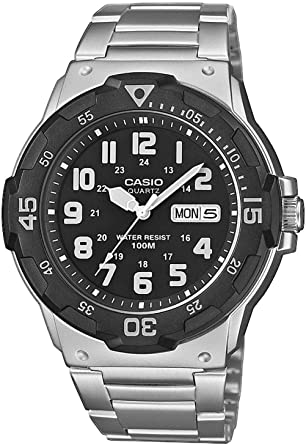 Casio Collection Men Analogue Watch, Silver/Black, 47.9 x 44.6 x 11.6 mm, MRW-200HD-1BVEF-AMZUK