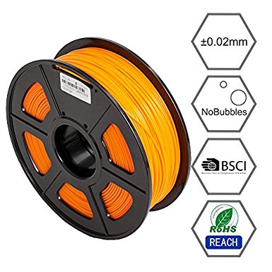 SUNLU 1.75mm PLA 3D Printer Filament, Dimensional Accuracy  /- 0.02mm, 2.2 LBS (1KG) Spool,1.75 mm PLA 3D Filament for Most 3D Printer & 3D Printing Pen, orange