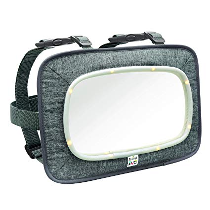 Travel Bug Baby & Toddler Car Back Seat Safety Jumbo Mirror - Shatter Resistant - Rear & Forward Facing (Lighted)