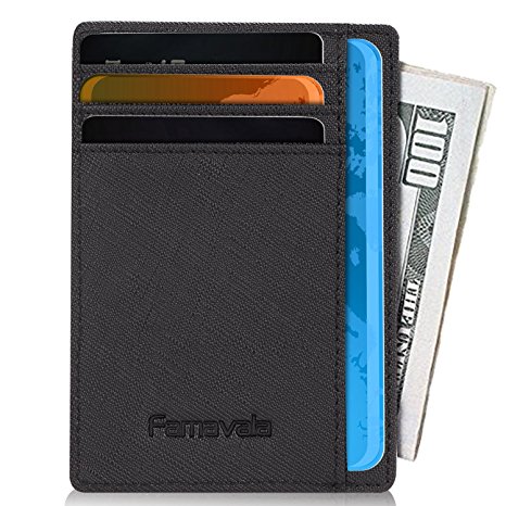 Famavala Minimalist Genuine Leather Front Pocket Wallet-Slim RFID Blocking Wallet Money Clip