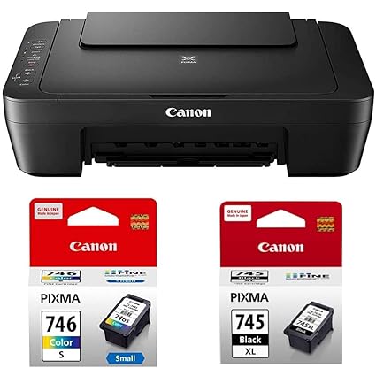 Canon Pixma MG 3070S All-in-One Wireless Inkjet Colour Printer (Black) & CL-746s (Small) Ink Cartridge (Color) & PG-745XL Ink Cartridge (Black)