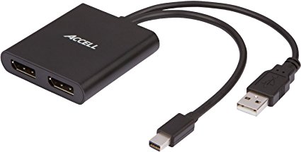 Accell Mini Displayport 1.2 to DisplayPort Multi-Display Video Splitter MST Hub - 2 DisplayPort Outputs - Certified Designed for Microsoft Surface Pro