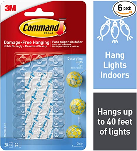 Command Decorating Clips, Clear, 20-Clip, 6-Pack