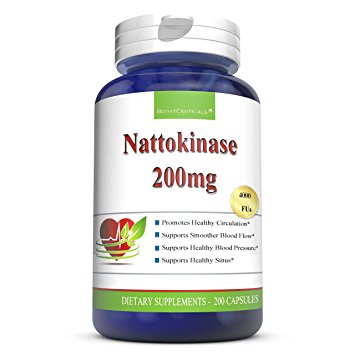 Boostceuticals Nattokinase 200 mg 200 Capsules from Bacillus Subtillis Natto - Natural 4000 FU Blood Thinner for Healthy Blood Pressure - 6 Month Natto Kinase Lower Blood Pressure Supplement Supply