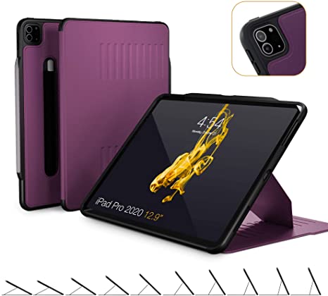 ZUGU CASE (New Model) Alpha Case for 2020 iPad Pro 12.9 inch - Ultra Slim Protective Case - Wireless Apple Pencil Charging - Convenient Magnetic Stand & Sleep/Wake Cover (Purple)