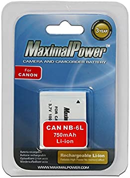 Maximal Power DB CAN NB-6L Replacement Battery for Canon Digital Cameras/Camcorders
