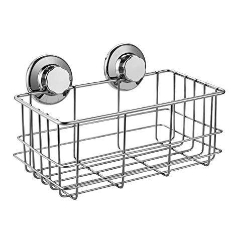 ARCCI Vacuum Suction Cup Shower Caddy Basket - Shampoo Conditioner Holder with Deep Storage Shelf for Bathroom & Kitchen