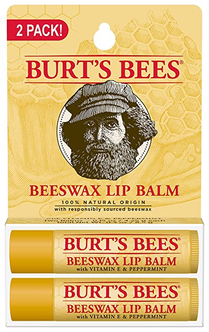 Burt's Bees 100% Natural Moisturizing Lip Balm, Beeswax, 2 Tubes in Blister Box
