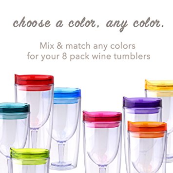 Cupture Insulated Wine Tumbler Cup With Drink-Through Lid - 10 oz, 8 Pack