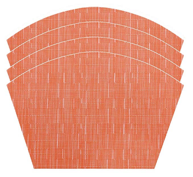 LivebyCare Wedge Durable Textilene Home Decoration Kitchen Dinner Placemats Washable Heat Insulation Place Mats 4 pcs Anti-skid Table Mats 11.8X17.7 In, Orange