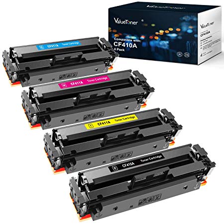 Valuetoner Compatible Toner Cartridge Replacement for HP 410A CF410A CF411A CF412A CF413A to use with Color LaserJet Pro MFP M477fdw M477fdn M477fnw M452dn M452nw M452dw Printer (4-Pack,Value Edition)