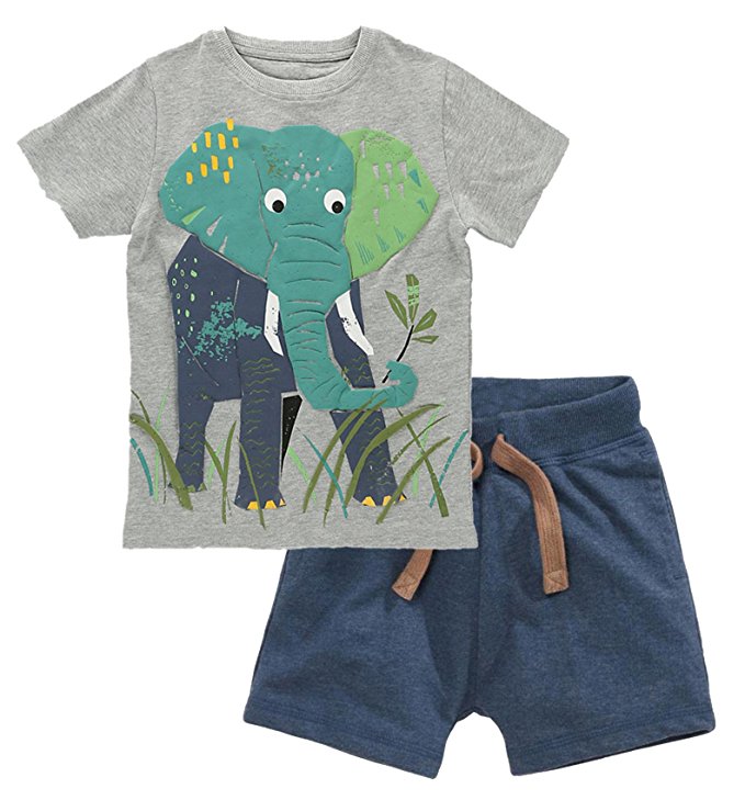 Fiream Baby Boy's Cotton Cute Short Sleeve Clothing Set