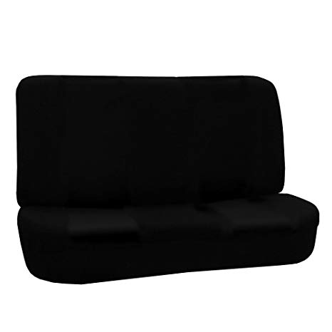 FH GROUP FH-FB050R010 Flat Cloth Universal Bench Seat Covers Black Color- Fit Most Car, Truck, Suv, or Van