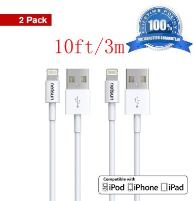 iPhone cableNetSunTM 2 Pack 10Ft Lightning to USB Sync and Charging Cable for Apple iPhone 6s  6s Plus  6  6 Plus  5s  5c  5 iPod 7 iPad Mini  Mini 2 Mini 3 iPad 4  iPad Air  Air 2