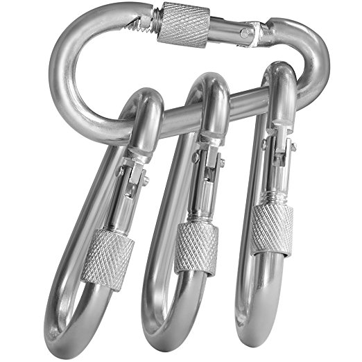 BEWISHOME 4PCS Carabiner hooks Hammock Locking Solid Metal D Clips with Heavy Duty 500LBS Screw Gate for Camping Hiking Traveling Backpacking Outdoor HDK02W