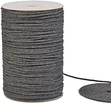 SUNTQ Macrame Cord 3mm x 240Yards, Polyester Cotton Macrame Rope, 3 Strand Twisted Cotton Cord for Wall Hanging, Plant Hangers, Crafts, Knitting, Decorative Projects, Soft Undyed Cotton Rope(Grey)