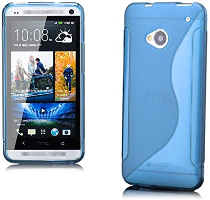 iCues | Compatible with HTC One M7 | S-Line TPU Rubber Gel Soft Silicone Case Light Blue |[Screen Protector Included] Cover Shell Shookproof