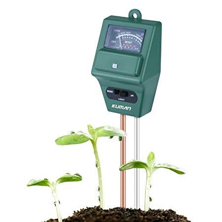 3 in 1 Garden Soil Tester, Kuman Plant Moisture Sensor Meter Light PH Soil Test Kit for Home, Garden, Lawn, Farm, Indoor & Outdoor Use-No Battery Needed