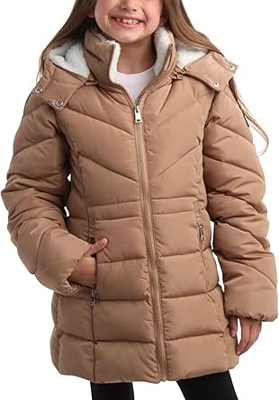 DKNY Girls’ Winter Coat – Heavyweight Anorak Puffer Coat with Cinched Waist – Sherpa Lined Insulated Jacket for Girls (4-16)