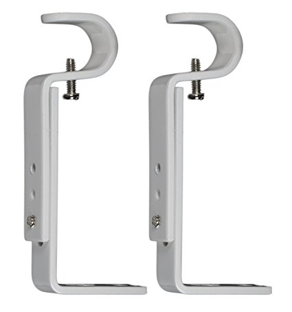 Urbanest Set of 2 Curtain Rod Bracket, Adjustable, Fits 3/4" diameter rods, Glossy White