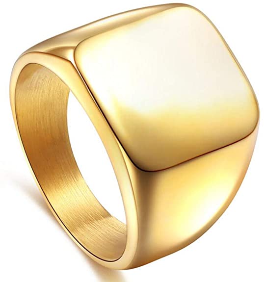 enhong Signet Biker Rings Solid Polished Stainless Steel Ring for Men Size 7-15,Black Gold Silver Great Gift