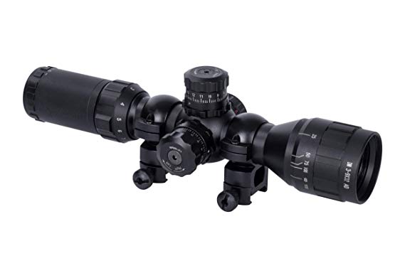 Monstrum Tactical 3-9x32 AO Rifle Scope with Illuminated Range Finder Reticle and High Profile Scope Rings