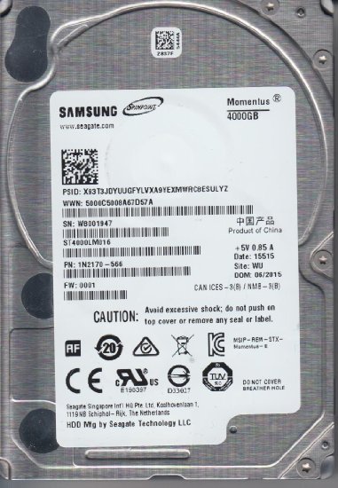 Samsung Momentus 4TB SATA III 5400 RPM 2.5-inch Hard Drive (ST4000LM016 )