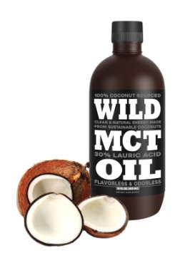 Wild MCT Oil with Lauric Acid Made From 100% Sustainable Coconuts, Flavorless, Odorless, Supplement, 16oz BPA-FREE Bottle, Non-GMO, Guaranteed Premium Quality and Sourcing