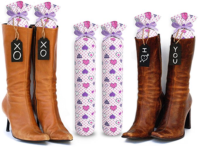 My Boot Trees, Boot Shaper Stands for Closet Organization. Many Patterns to Choose From. 1 Pair. (Purple Hearts)
