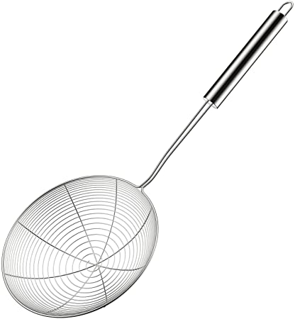Kupadio Spider Strainer Skimmer Stainless Steel Ladle Wire Spoon with Long Handle/Spiral Mesh for Kitchen Cooking and Frying Food(6.9 inch)