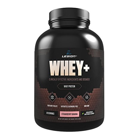Legion Whey  Strawberry Banana Whey Isolate Protein Powder from Grass Fed Cows, 5lb. Low Carb, Low Calorie, Non-GMO, Lactose Free, Gluten Free, Sugar Free. Great For Weight Loss & Bodybuilding.