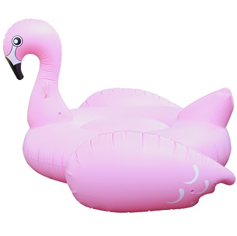 Pink Flamingo Pool Float & Tube - HUGE 80" Raft Inflatable Floatie for Your Relaxing Beach & Lake Days - Custom Vinyl and Highest QUALITY Durable Design Guarantees FAST Blow Up & FUN on the Water!