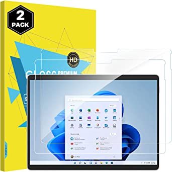 MoKo Screen Protector Compatible with Microsoft Surface Pro 8 13-Inch 2021 / Surface Pro X, [2-Pack] [Anti-Scratch] Round Edge 9H Hardness Ultra Clear Tempered Glass Film Screen Protector, Clear