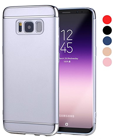 Galaxy S8 Case, CANSHN 3 In 1 Ultra Thin and Slim Hard Case Coated Non Slip Matte Surface with Electroplate Frame for Samsung Galaxy S8 Case (5.8'')(2017) -- Silver