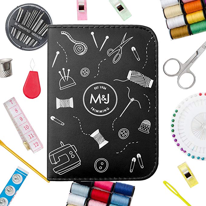 M&J Compact Sewing KIT, Lots of Premium Sewing Supplies, Mini Sewing Kits - Includes: Thread, Sewing Pins, etc. Great for Adults, Kids, Travel, Beginners, Professional, Emergency