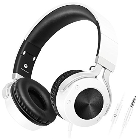 Headphones,Sound Intone i9 Lightweight Foldable Headphones Over Ear, Adjustable Headband Headsets with Microphone 3.5mm for iPhone, Cellphones, Smartphones, Computer, Laptop, Tablet, Mp3 (Black&White)