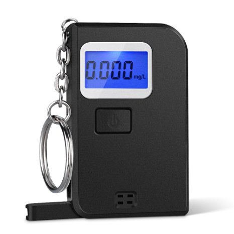 Cymas Mini Alcohol Tester, Portable Keychain Breathalyzer Digital Breath Keyring with 5 Mouthpieces