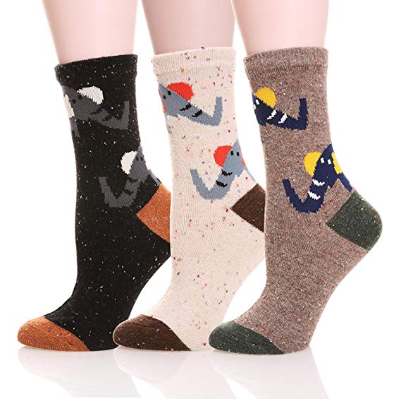 LANSHULAN Women's Casual Cartoon Cute Socks 3 pairs